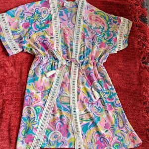 Colorful Paisley Junior Dress with Lace Trim